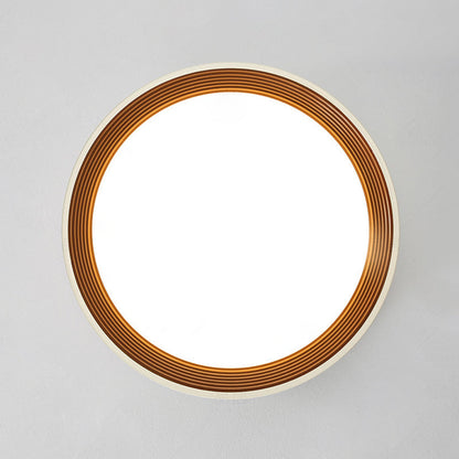 Modern Minimalist Round Annual Ring Iron Acrylic LED Flush Mount Ceiling Light For Bedroom