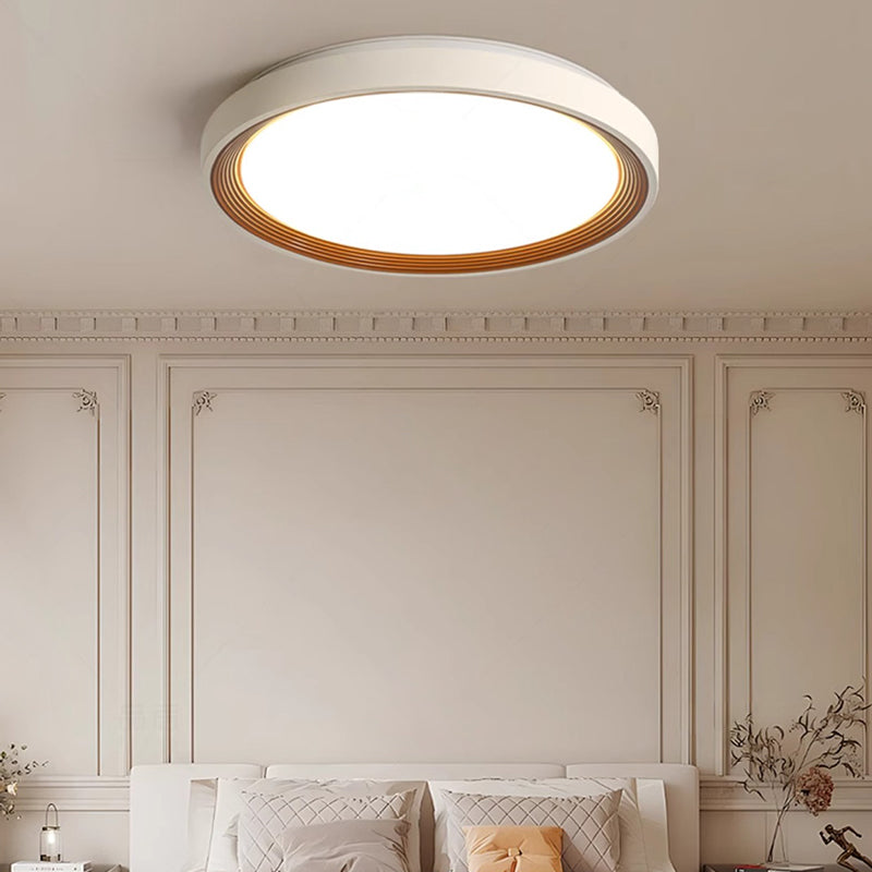 Modern Minimalist Round Annual Ring Iron Acrylic LED Flush Mount Ceiling Light For Bedroom