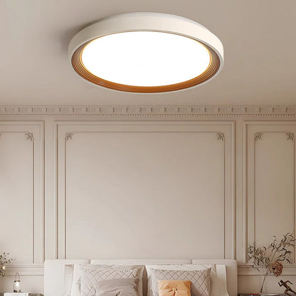 Modern Minimalist Round Annual Ring Iron Acrylic LED Flush Mount Ceiling Light For Bedroom