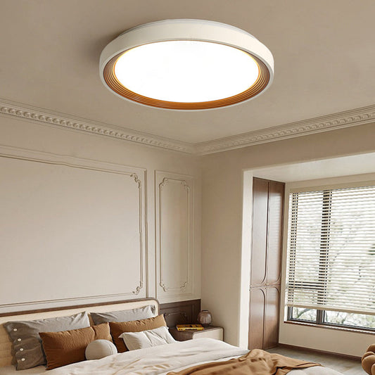 Modern Minimalist Round Annual Ring Iron Acrylic LED Flush Mount Ceiling Light For Bedroom