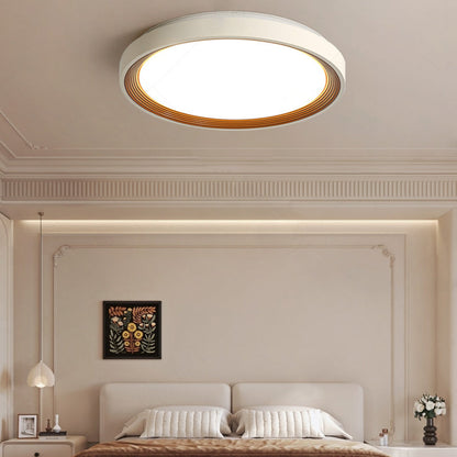 Modern Minimalist Round Annual Ring Iron Acrylic LED Flush Mount Ceiling Light For Bedroom