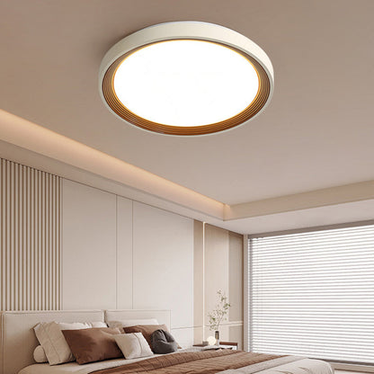 Modern Minimalist Round Annual Ring Iron Acrylic LED Flush Mount Ceiling Light For Bedroom