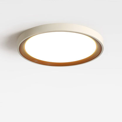 Modern Minimalist Round Annual Ring Iron Acrylic LED Flush Mount Ceiling Light For Bedroom