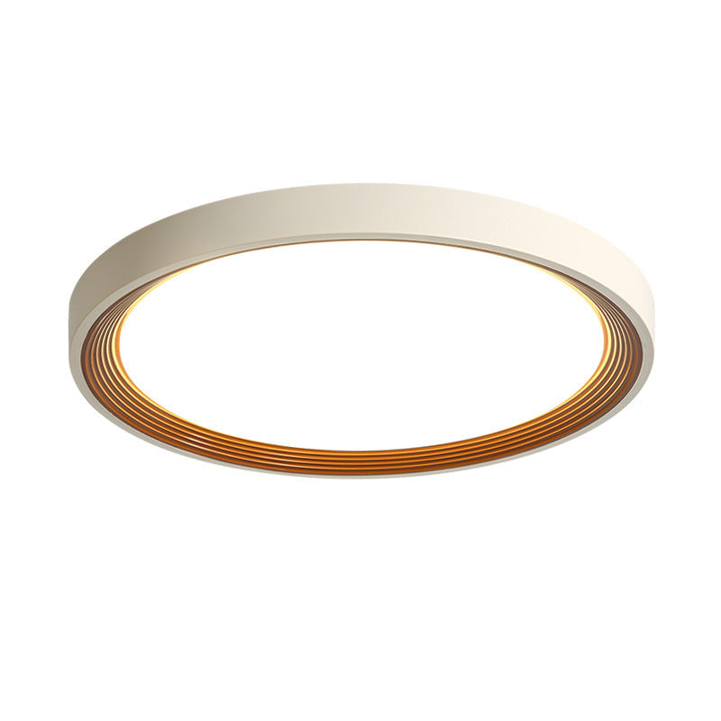 Modern Minimalist Round Annual Ring Iron Acrylic LED Flush Mount Ceiling Light For Bedroom