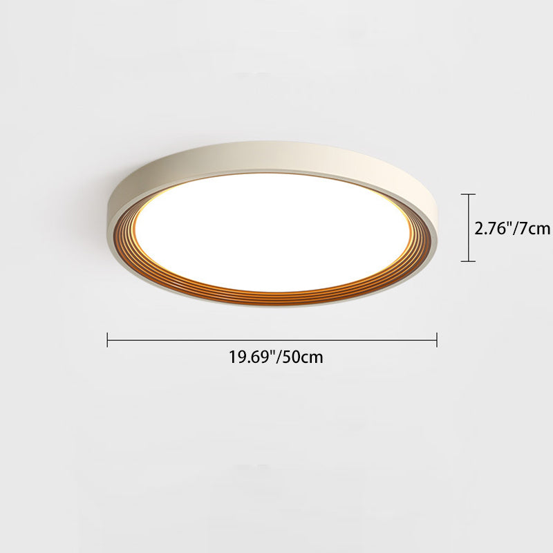 Modern Minimalist Round Annual Ring Iron Acrylic LED Flush Mount Ceiling Light For Bedroom