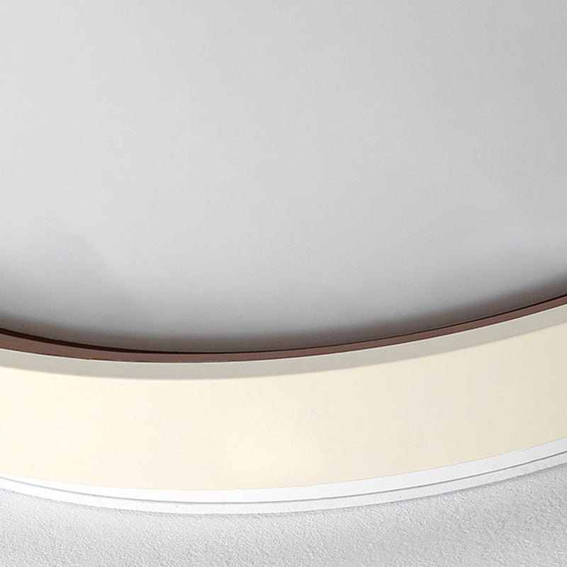 Modern Minimalist Round Annual Ring Iron Acrylic LED Flush Mount Ceiling Light For Bedroom