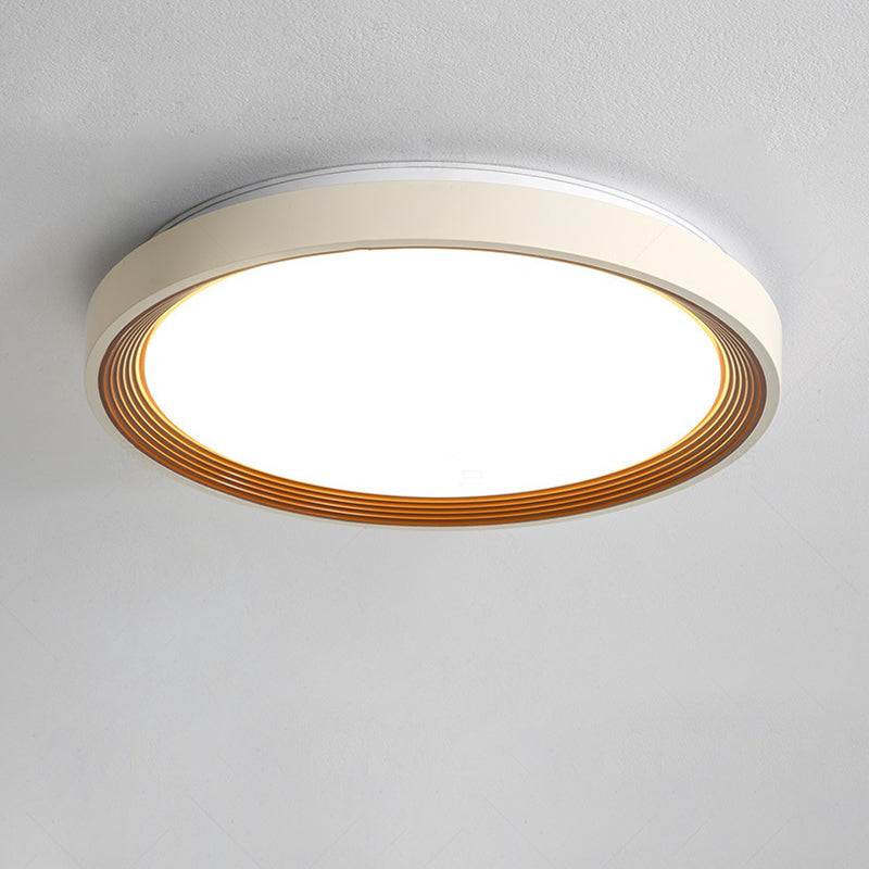 Modern Minimalist Round Annual Ring Iron Acrylic LED Flush Mount Ceiling Light For Bedroom