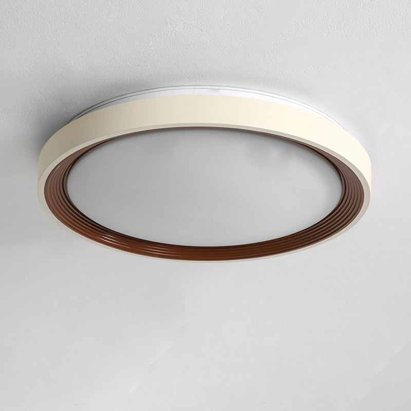 Modern Minimalist Round Annual Ring Iron Acrylic LED Flush Mount Ceiling Light For Bedroom