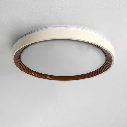 Modern Minimalist Round Annual Ring Iron Acrylic LED Flush Mount Ceiling Light For Bedroom
