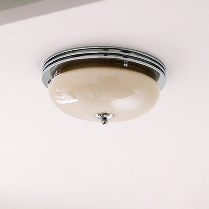 Traditional French Tart Glass Shade Iron 3-Light Flush Mount Ceiling Light For Bedroom