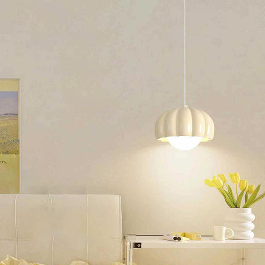 Contemporary Nordic Pumpkin Shape Resin Aluminum PE 1-Light Pendant Light For Bedroom