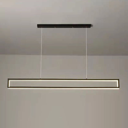 Modern Minimalist Long Rectangle Iron Silicone LED Chandelier Island Light For Dining Room