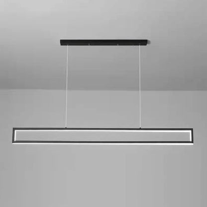 Modern Minimalist Long Rectangle Iron Silicone LED Chandelier Island Light For Dining Room