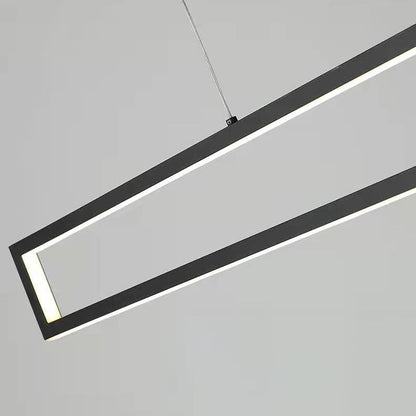 Modern Minimalist Long Rectangle Iron Silicone LED Chandelier Island Light For Dining Room