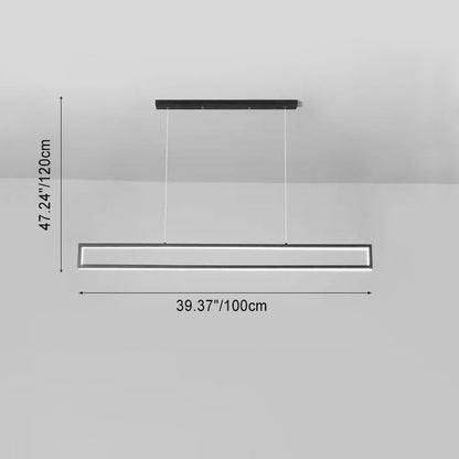 Modern Minimalist Long Rectangle Iron Silicone LED Chandelier Island Light For Dining Room