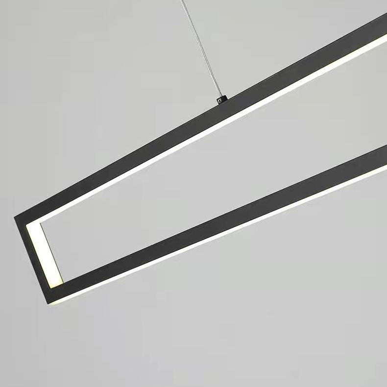 Modern Minimalist Long Rectangle Iron Silicone LED Chandelier Island Light For Dining Room