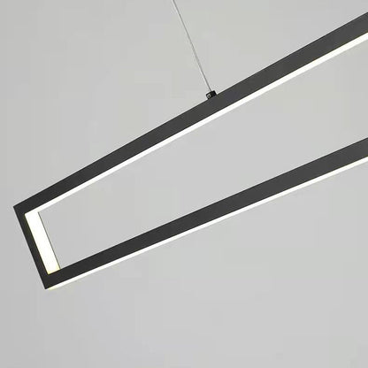 Modern Minimalist Long Rectangle Iron Silicone LED Chandelier Island Light For Dining Room