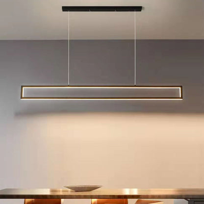 Modern Minimalist Long Rectangle Iron Silicone LED Chandelier Island Light For Dining Room
