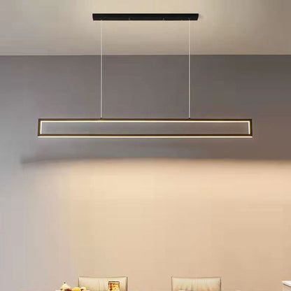 Modern Minimalist Long Rectangle Iron Silicone LED Chandelier Island Light For Dining Room