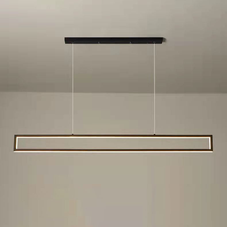Modern Minimalist Long Rectangle Iron Silicone LED Chandelier Island Light For Dining Room
