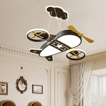 ثريا LED مصنوعة من الحديد الأكريليك بتصميم طائرة كرتونية إبداعية معاصرة لغرفة النوم 