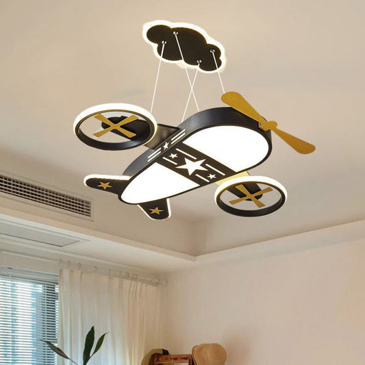 ثريا LED مصنوعة من الحديد الأكريليك بتصميم طائرة كرتونية إبداعية معاصرة لغرفة النوم 