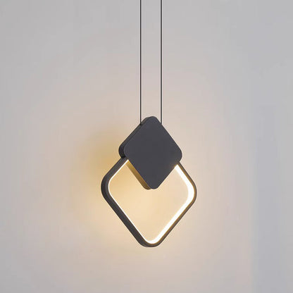 Modern Minimalist Round Square Oval Iron Shape Linear LED Pendant Light For Bedroom