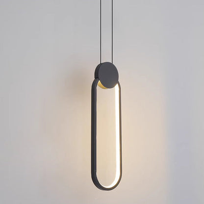 Modern Minimalist Round Square Oval Iron Shape Linear LED Pendant Light For Bedroom