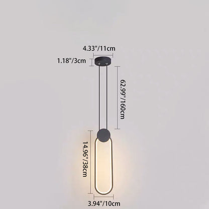 Modern Minimalist Round Square Oval Iron Shape Linear LED Pendant Light For Bedroom