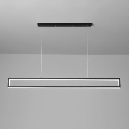 Modern Minimalist Geometric Rectangle Silicone Aluminum LED Chandelier Island Light For Dining Room