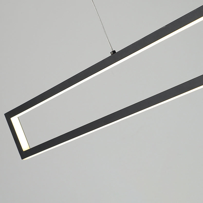 Modern Minimalist Geometric Rectangle Silicone Aluminum LED Chandelier Island Light For Dining Room