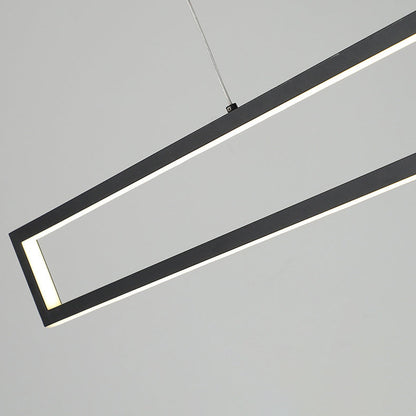Modern Minimalist Geometric Rectangle Silicone Aluminum LED Chandelier Island Light For Dining Room