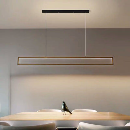 Modern Minimalist Geometric Rectangle Silicone Aluminum LED Chandelier Island Light For Dining Room