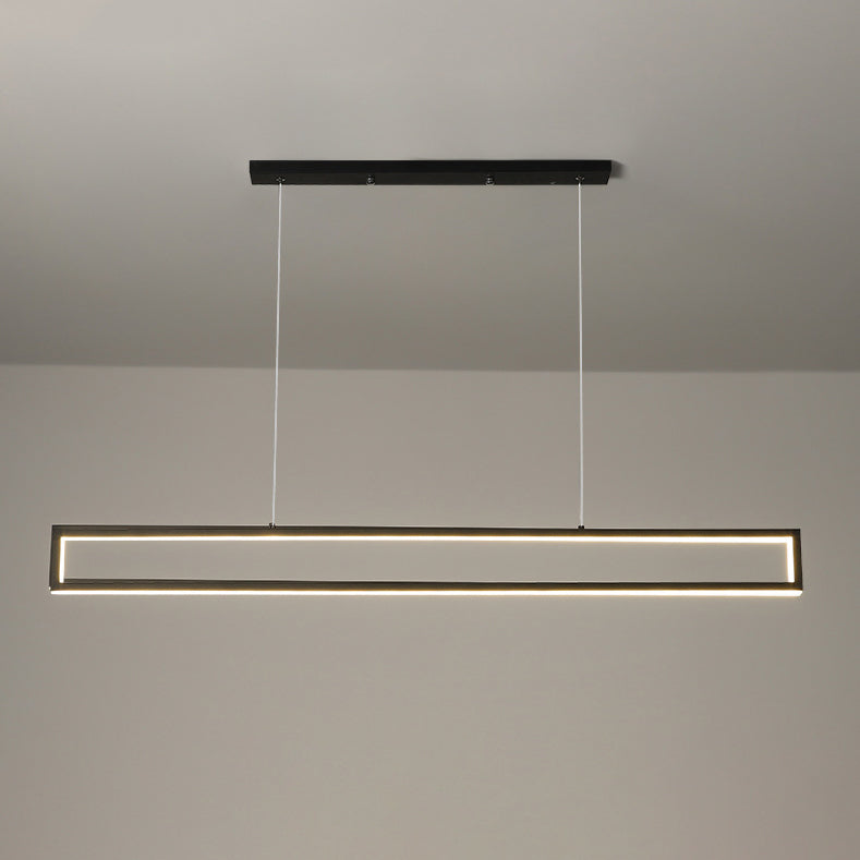 Modern Minimalist Geometric Rectangle Silicone Aluminum LED Chandelier Island Light For Dining Room