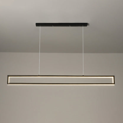 Modern Minimalist Geometric Rectangle Silicone Aluminum LED Chandelier Island Light For Dining Room