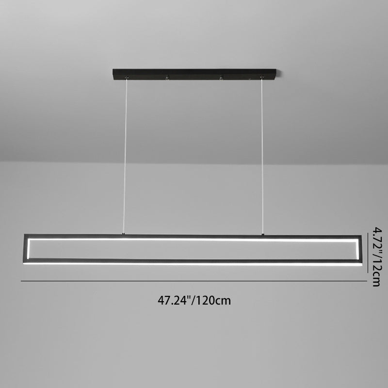 Modern Minimalist Geometric Rectangle Silicone Aluminum LED Chandelier Island Light For Dining Room