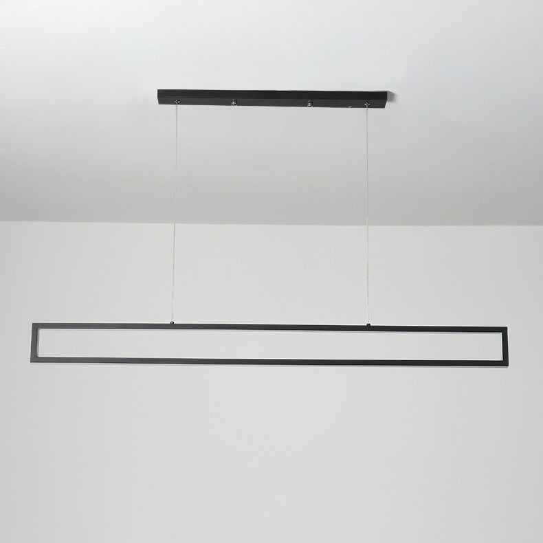Modern Minimalist Geometric Rectangle Silicone Aluminum LED Chandelier Island Light For Dining Room
