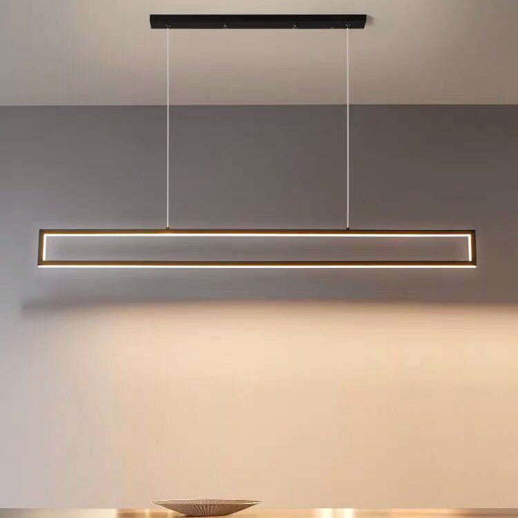 Modern Minimalist Geometric Rectangle Silicone Aluminum LED Chandelier Island Light For Dining Room
