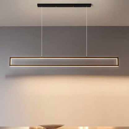 Modern Minimalist Geometric Rectangle Silicone Aluminum LED Chandelier Island Light For Dining Room