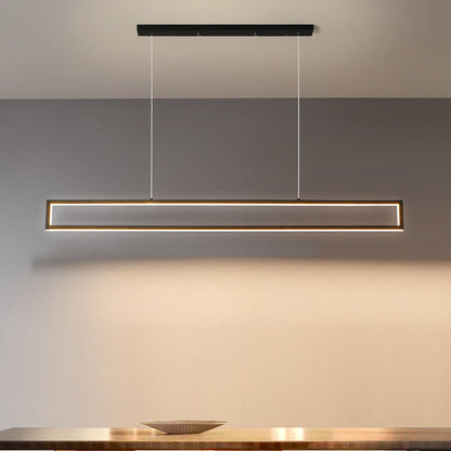Modern Minimalist Geometric Rectangle Silicone Aluminum LED Chandelier Island Light For Dining Room