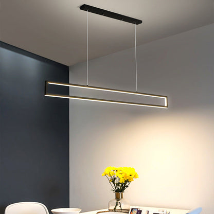 Modern Minimalist Geometric Rectangle Silicone Aluminum LED Chandelier Island Light For Dining Room