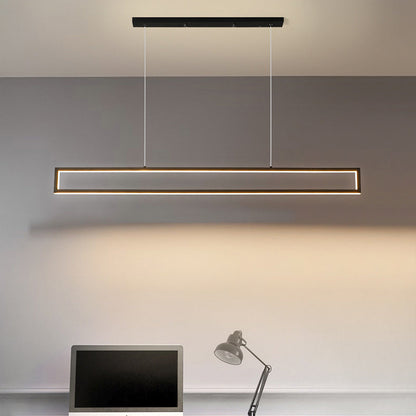 Modern Minimalist Geometric Rectangle Silicone Aluminum LED Chandelier Island Light For Dining Room