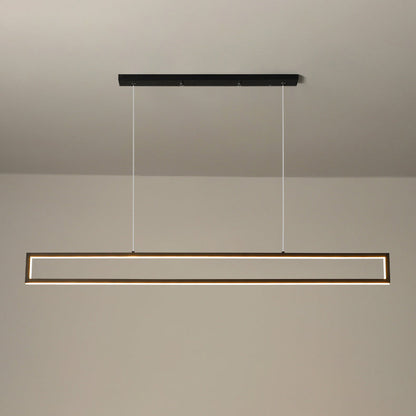 Modern Minimalist Geometric Rectangle Silicone Aluminum LED Chandelier Island Light For Dining Room