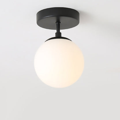 Modern Minimalist Iron Glass Globe 1-Light Semi-Flush Mount Ceiling Light For Living Room