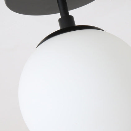 Modern Minimalist Iron Glass Globe 1-Light Semi-Flush Mount Ceiling Light For Living Room