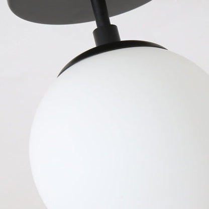 Modern Minimalist Iron Glass Globe 1-Light Semi-Flush Mount Ceiling Light For Living Room