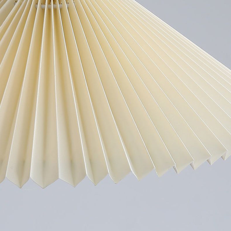 Contemporary Nordic Round Long Plate Conical Pleated Fabric Wood 3-Light Chandeliers For Living Room