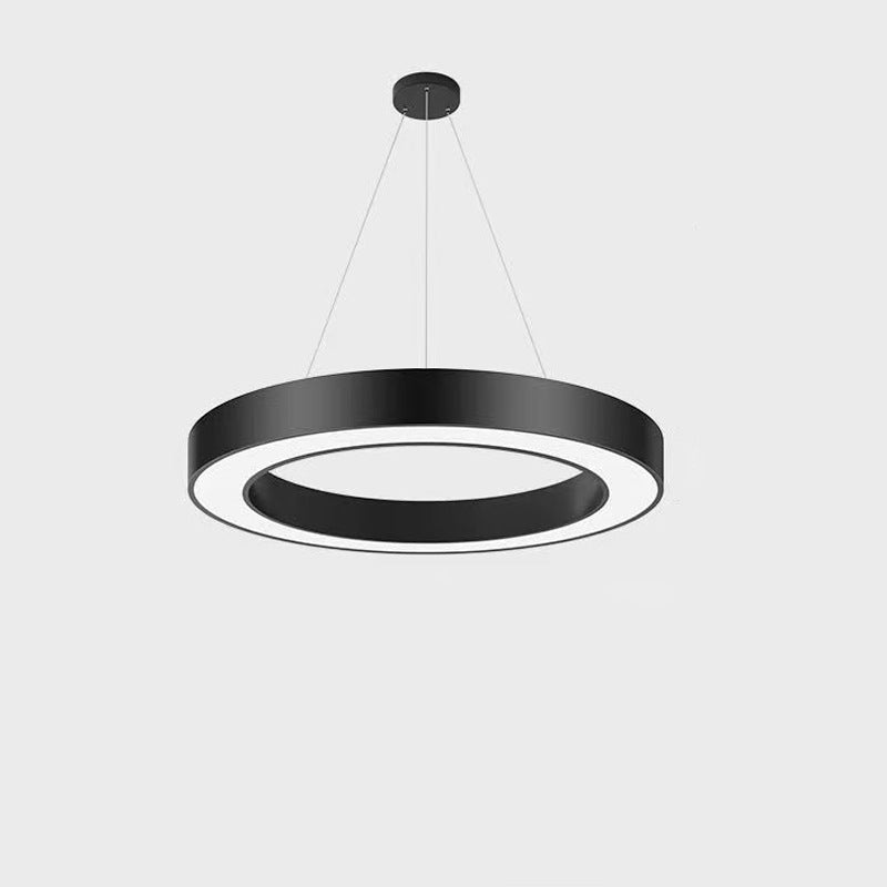 Modern Minimalist Black Halo Ring Iron Acrylic LED Chandelier For Bedside