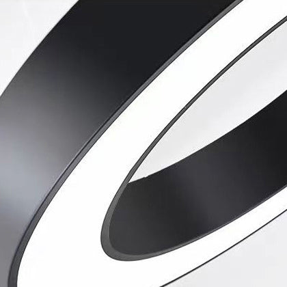 Modern Minimalist Black Halo Ring Iron Acrylic LED Chandelier For Bedside