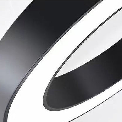 Modern Minimalist Black Halo Ring Iron Acrylic LED Chandelier For Bedside